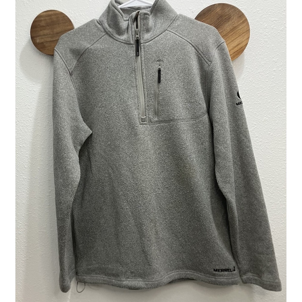 Merrell‎ Men's Medium Gray Quarter Zip Fleece Pullover Sweater Gorpcore